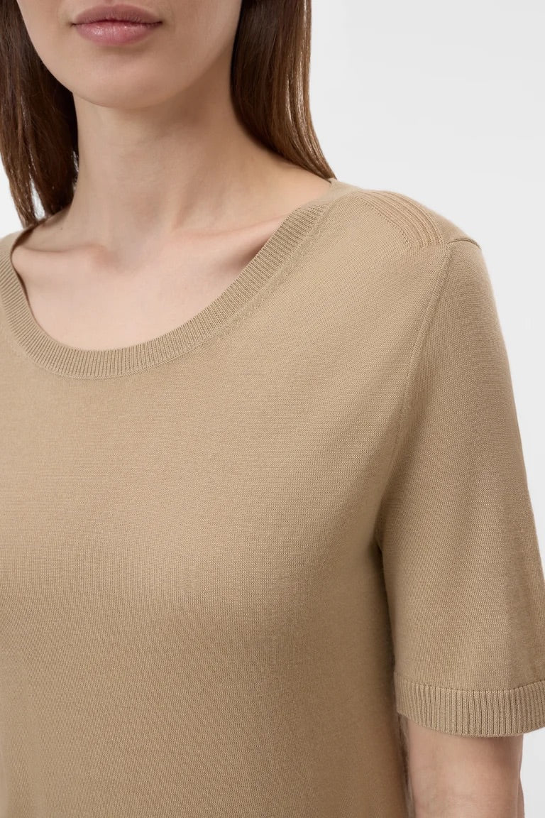 Kurzarmshirt aus Woll-Seiden-Mix