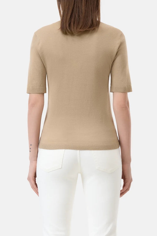 Kurzarmshirt aus Woll-Seiden-Mix
