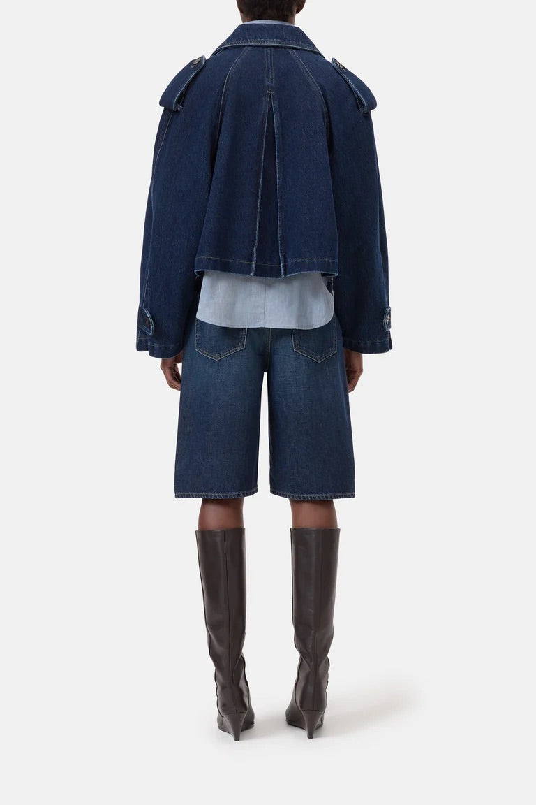 Cropped Trench aus Denim