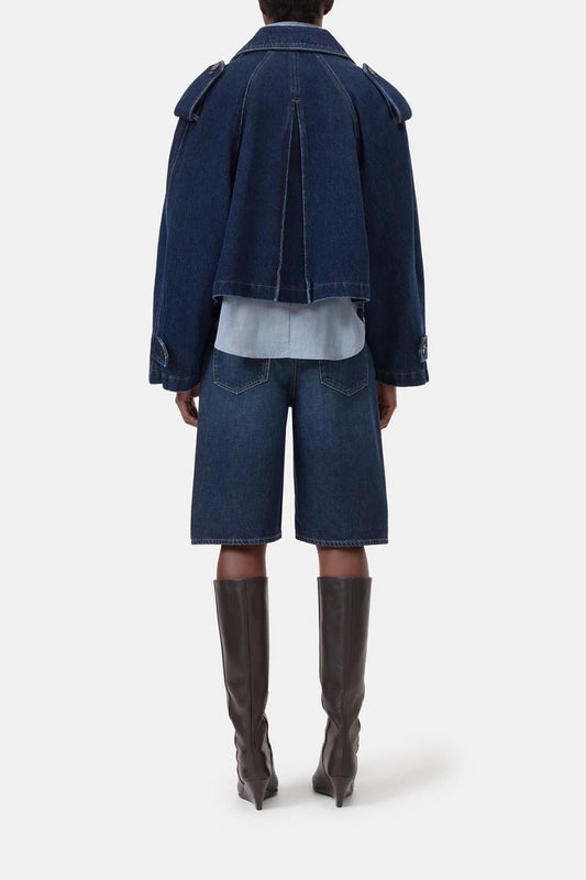 Cropped Trench aus Denim