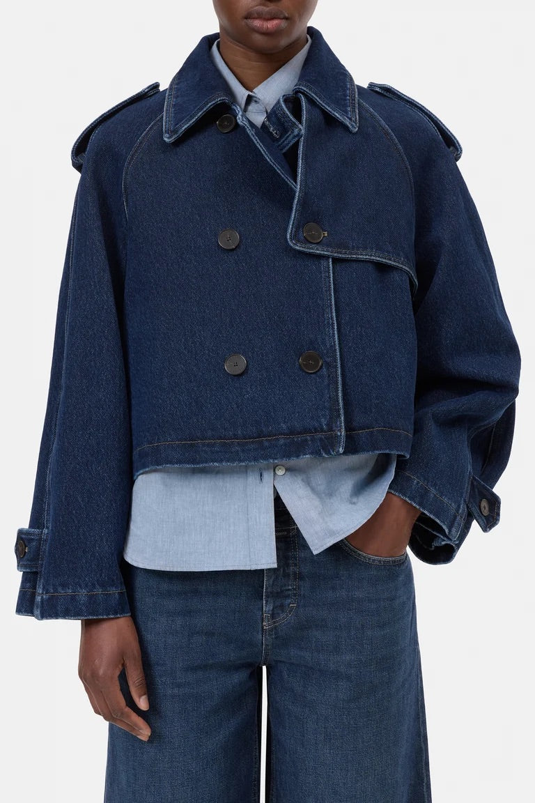 Cropped Trench aus Denim